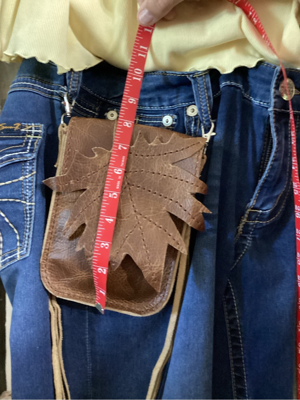 Hand Crafted Brown Leather Crossbody Bag with Fringe - Picture 8 of 8
